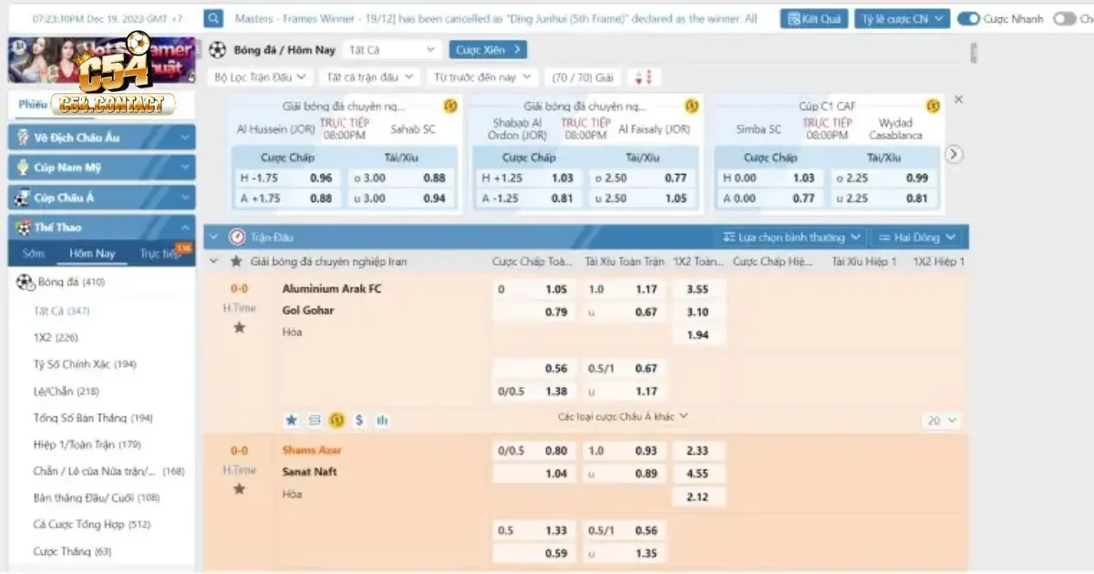 Bóng Đá Saba Tại C54 – Trải Nghiệm Cá Cược Đỉnh Cao 4 Hướng Dẫn Chọn Kèo Bóng Đá SABA Tại C54 Hiệu Quả