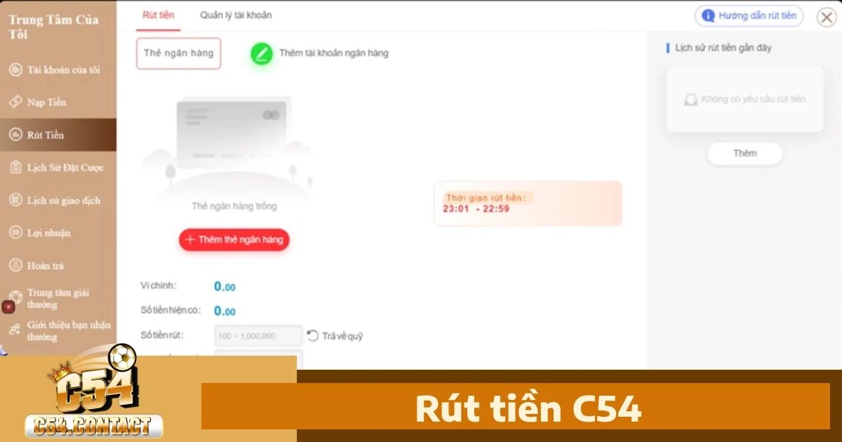 Điều kiện cần thiết để thực hiện giao dịch rút tiền C54